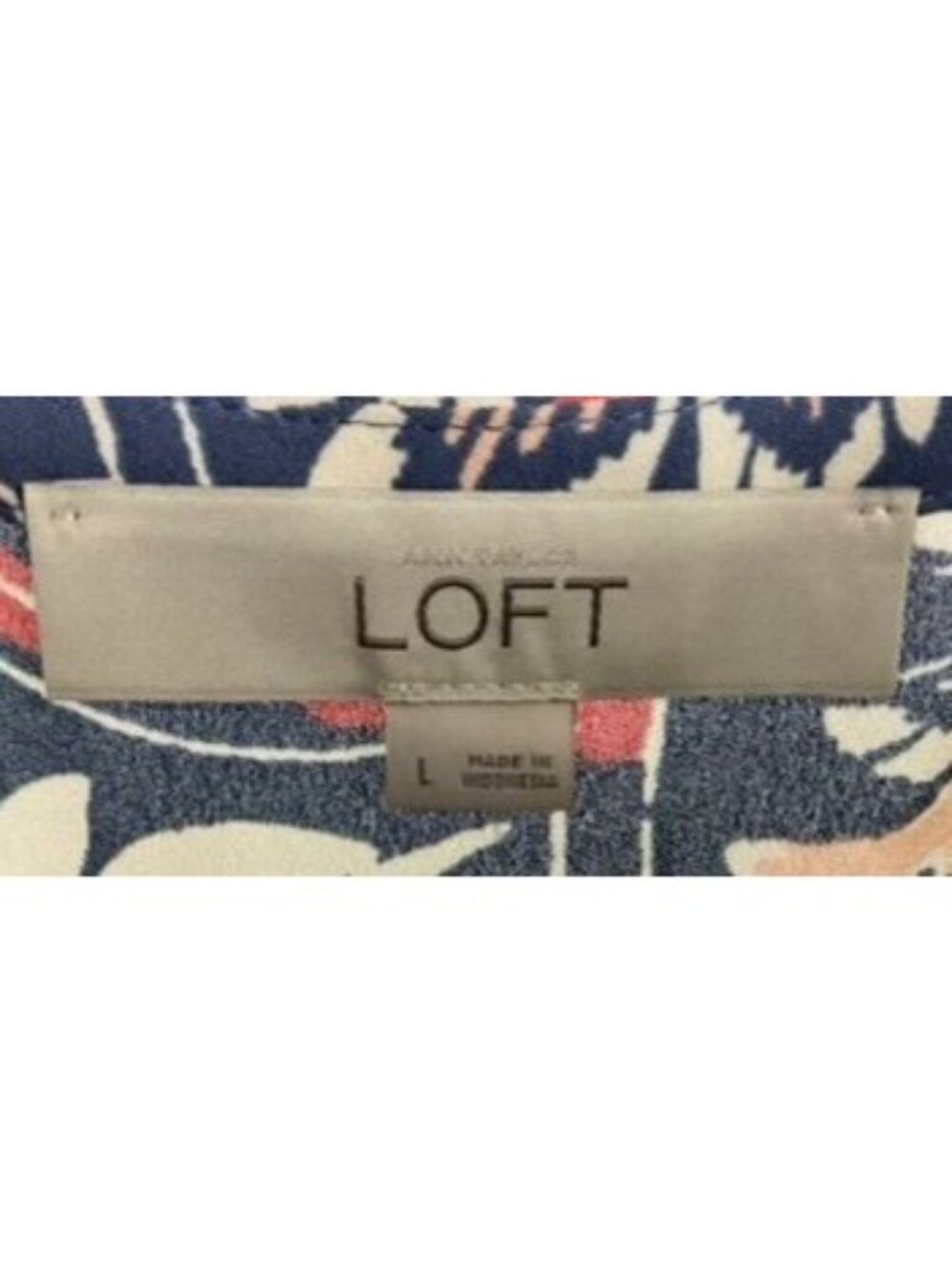NWT LOFT Floral Print Shell Top Blue Orange Gold Sleeveless Size Large - Picture 9 of 12